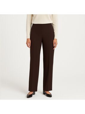 COLDWATER CREEK Stretch Poly Rayon Wide Leg Flat Front Trousers Dark Brown Sz 16